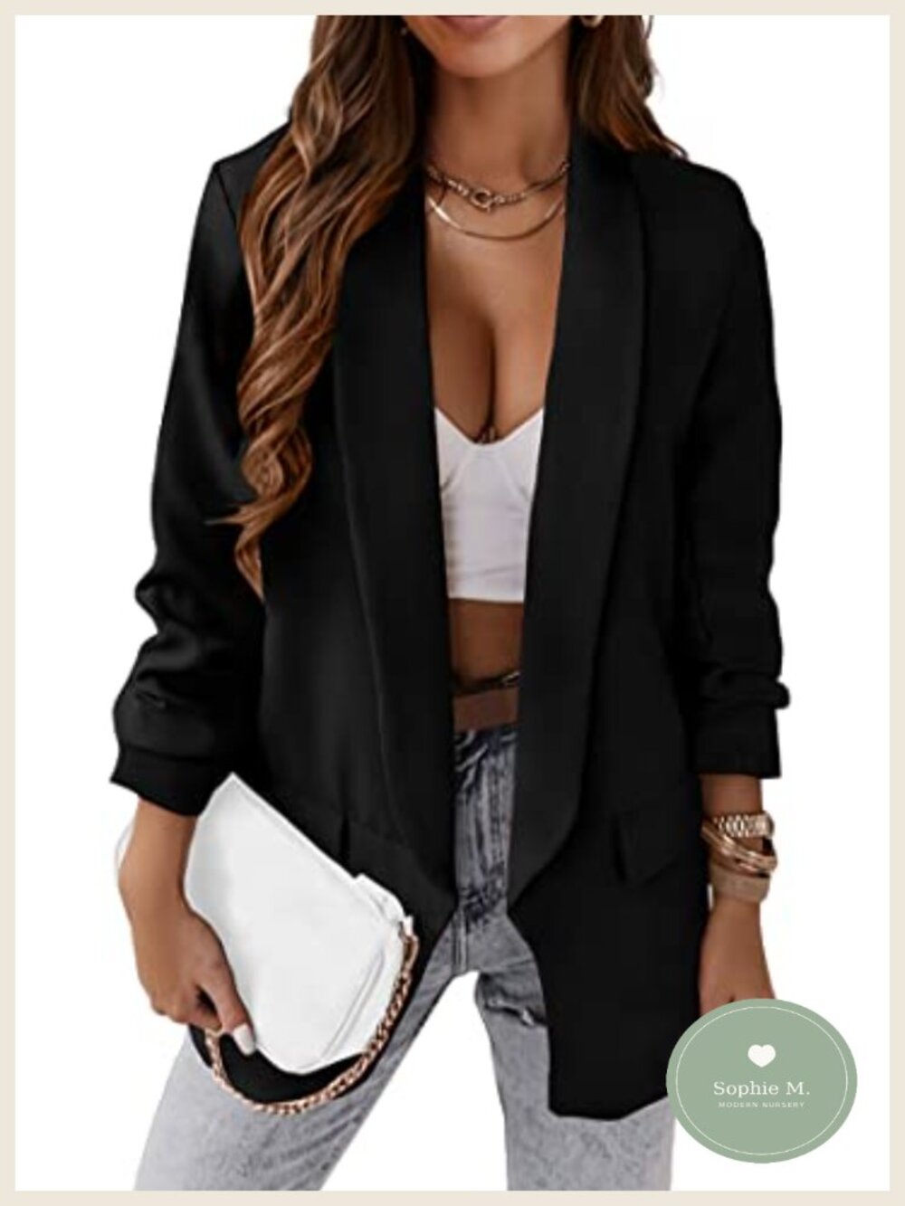 Oversized Blazer Women Business Casual Open Front Shawl Collar Long Sleeve